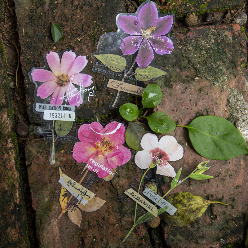 Dried Flower Bulk - สติกเกอร์ชุดบ้านดอกไม้ขนาดใหญ่ 10 ชิ้น/แพ็ค, สติกเกอร์ดอกไม้แห้งสำหรับตกแต่งสมุดบันทึก DIY