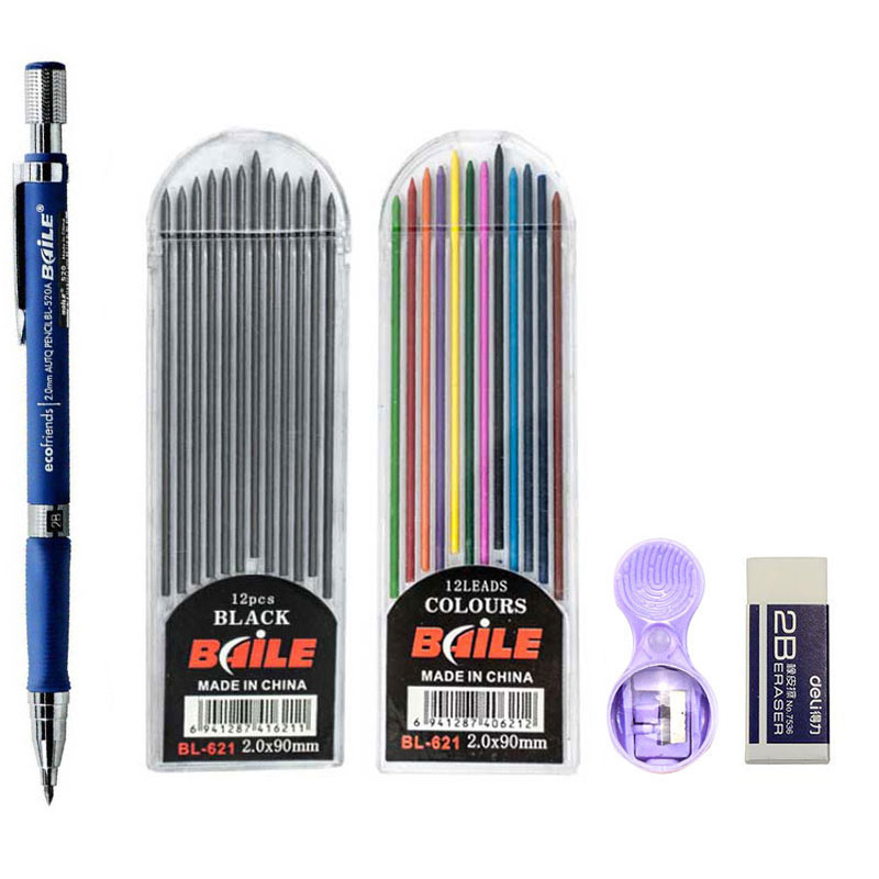 Staedtler Pencil Lumocolor - ชุดดินสอ 2.0 มม.2B ดินสออัตโนมัติสี/เติมตะกั่วสีดําสําหรับร่างการวาดภาพ,การเขียน,หัตถกรรม,Art Sketch