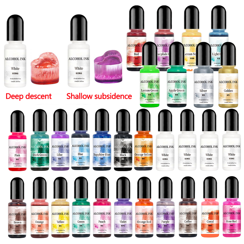 Resin Dye Alcohol - หมึกสีแอลกอฮอล์เหลวสำหรับอีพอกซี่ DIY แม่พิมพ์เรซิน10มล. สำหรับกาว AB สีย้อมงานหัตถกรรมทำมือย้อมสีเรซิ่น