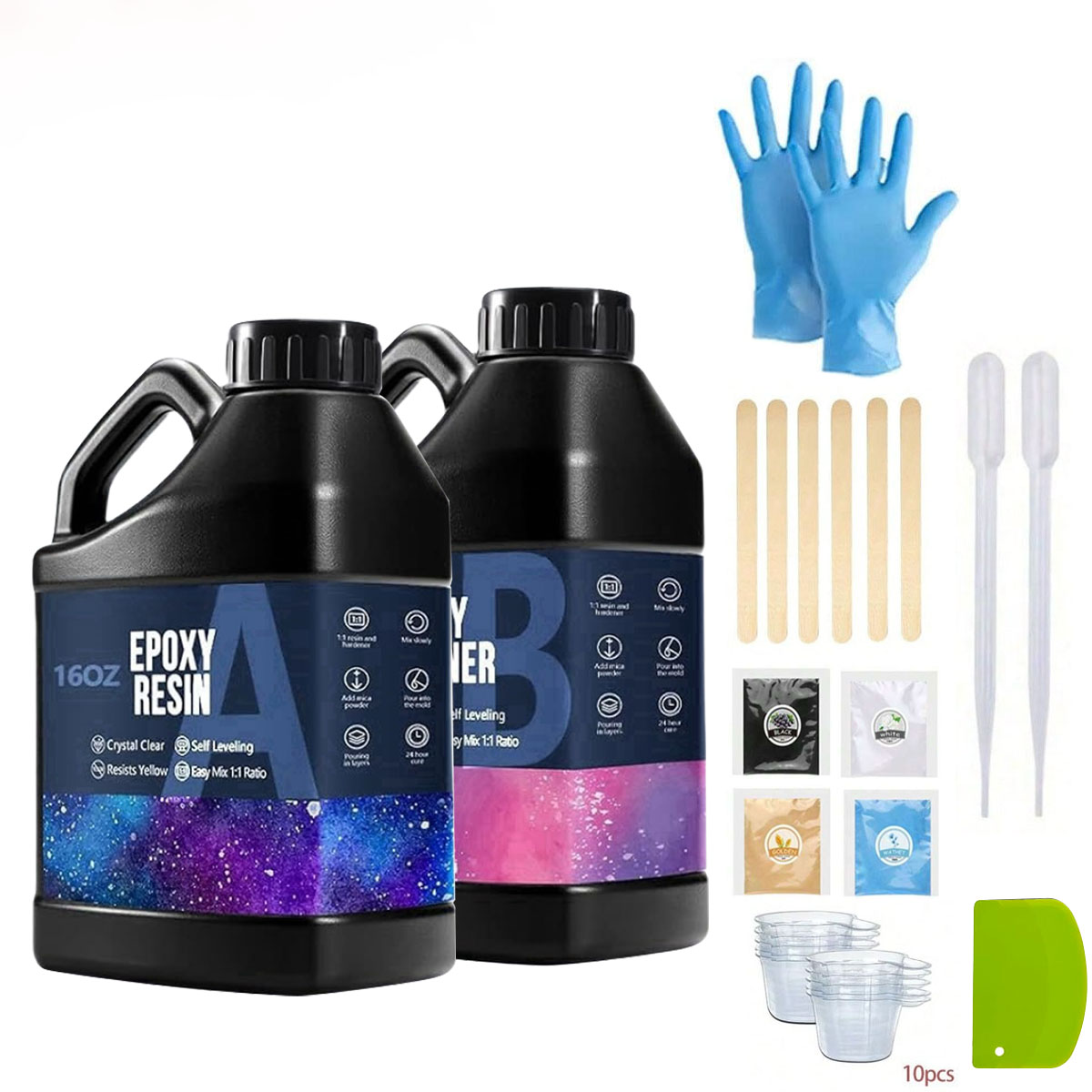 Resin Jewelry Kit - ชุดเรซิ่นอีพ็อกซี่ใส 1000 มล. ไม่เหลือง ไม่มีฟองอากาศ เรซิ่นสำหรับงานศิลปะ