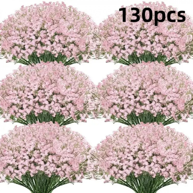 Dried Flower Bulk - ช่อดอกยิปโซฟิลลาสีชมพู 130 ก้าน ดอกไม้ประดิษฐ์ที่ดูสดสวยเหมือนดอกแห้ง ตกแต่งบ้าน