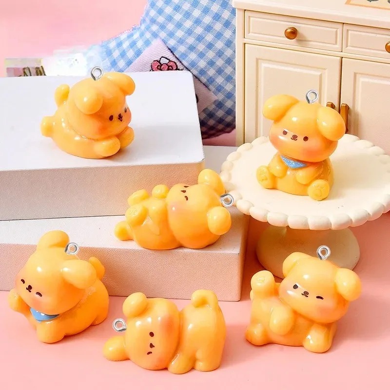 Resin Craft Projects - 10 ชิ้น จี้อะคริลิกเรซินรูปสุนัขการ์ตูนน่ารัก ขนาดเล็ก สำหรับทำเครื่องประดับ DIY