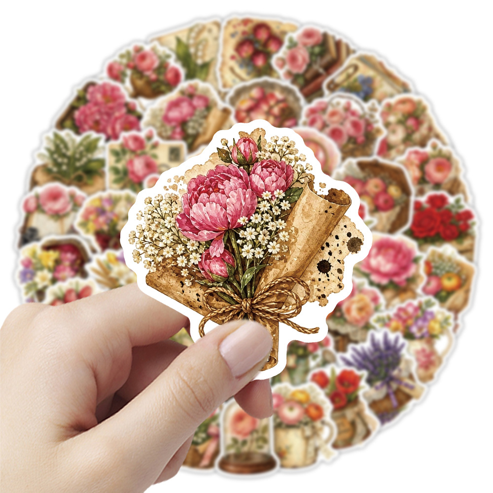 50 ชิ้น สติกเกอร์ลายดอกไม้สไตล - Dried Flower Bulk บทวิจารณ์และราคา